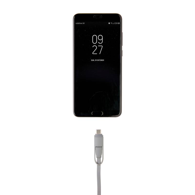 MARETIM nabíjací kábel 3 v 1, 1m dlhý zvinovací kábel, sivá MARETIM nabíjací kábel 3 v 1, 1m dlhý zvinovací kábel, sivá